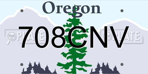 708CNV Oregon License Plate