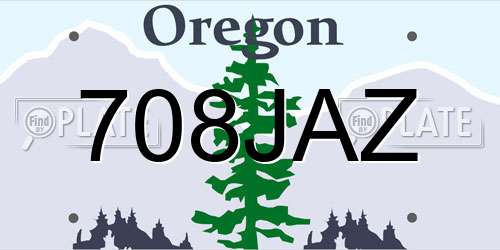 708JAZ Oregon License Plate
