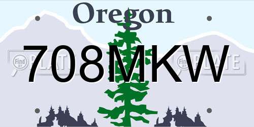 708MKW Oregon License Plate