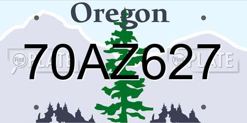 70AZ627 Oregon License Plate