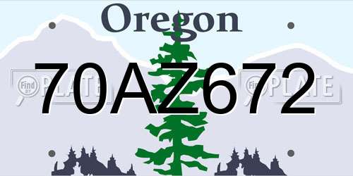 70AZ672 Oregon License Plate