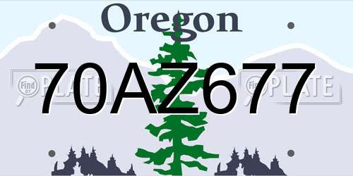 70AZ677 Oregon License Plate