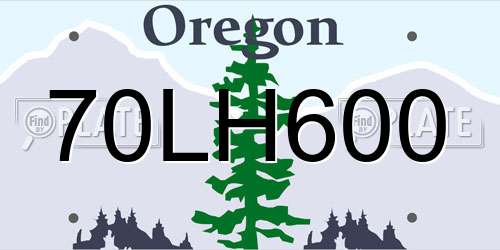 70LH600 Oregon License Plate