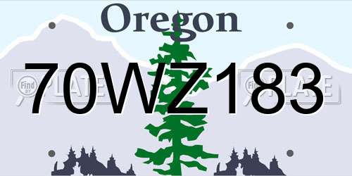 70WZ183 Oregon License Plate