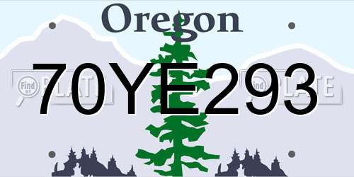 70YE293 Oregon License Plate