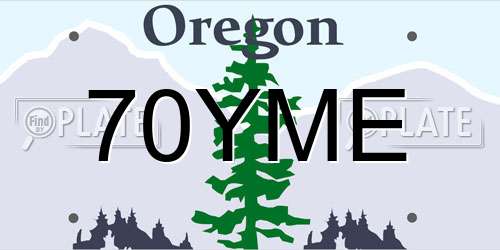 70YME Oregon License Plate