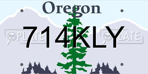 714KLY Oregon License Plate