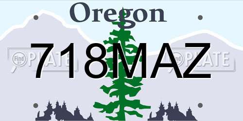 718MAZ Oregon License Plate