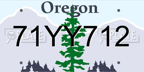 71YY712 Oregon License Plate