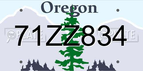 71ZZ834 Oregon License Plate