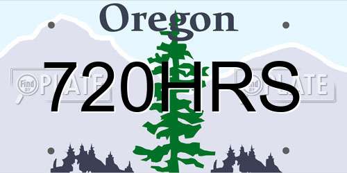 720HRS Oregon License Plate