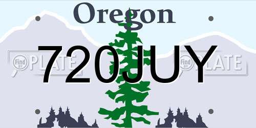 720JUY Oregon License Plate