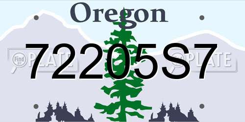 72205S7 Oregon License Plate