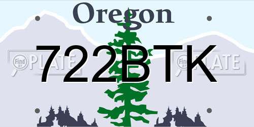 722BTK Oregon License Plate