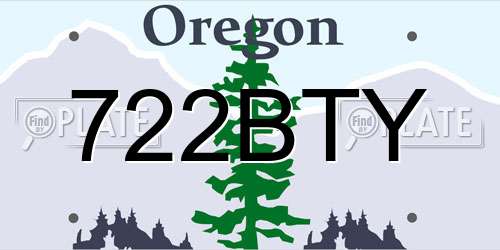 722BTY Oregon License Plate