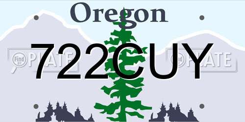 722CUY Oregon License Plate