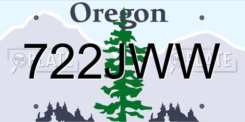 722JWW Oregon License Plate