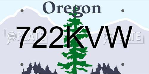 722KVW Oregon License Plate