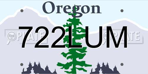 722LUM Oregon License Plate