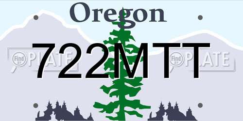 722MTT Oregon License Plate