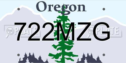 722MZG Oregon License Plate