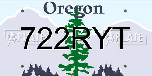 722RYT Oregon License Plate