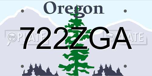 722ZGA Oregon License Plate