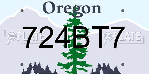 724BT7 Oregon License Plate