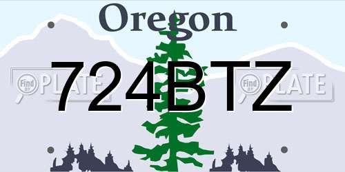724BTZ Oregon License Plate