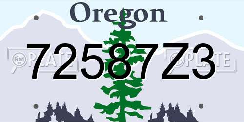 72587Z3 Oregon License Plate