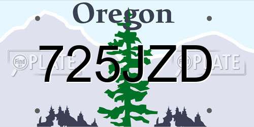 725JZD Oregon License Plate