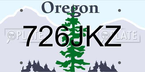 726JKZ Oregon License Plate