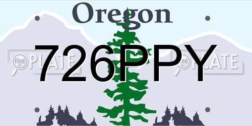 726PPY Oregon License Plate