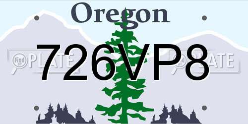 726VP8 Oregon License Plate