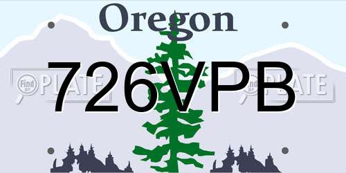 726VPB Oregon License Plate