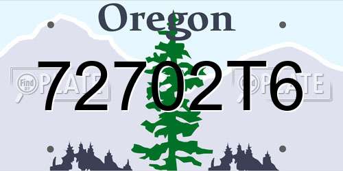 72702T6 Oregon License Plate