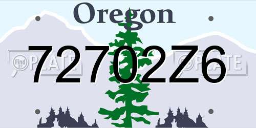 72702Z6 Oregon License Plate