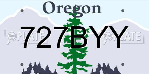 727BYY Oregon License Plate
