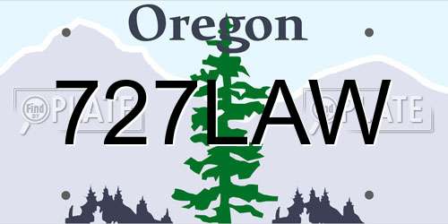727LAW Oregon License Plate
