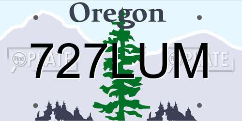 727LUM Oregon License Plate