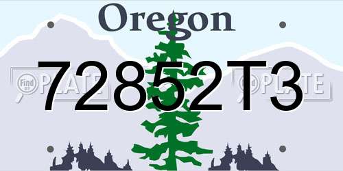 72852T3 Oregon License Plate