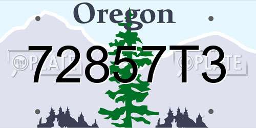 72857T3 Oregon License Plate