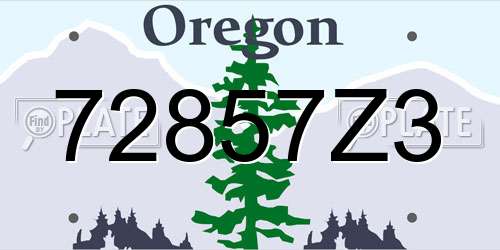 72857Z3 Oregon License Plate