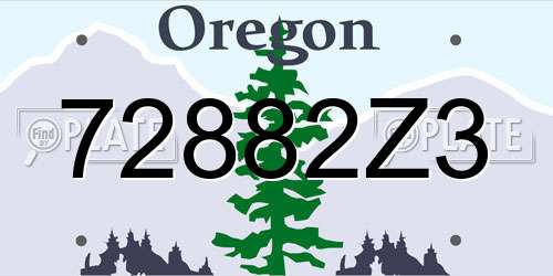 72882Z3 Oregon License Plate