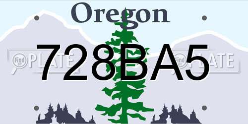 728BA5 Oregon License Plate