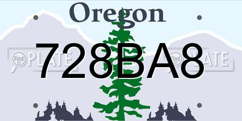 728BA8 Oregon License Plate