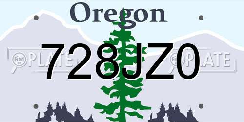 728JZ0 Oregon License Plate