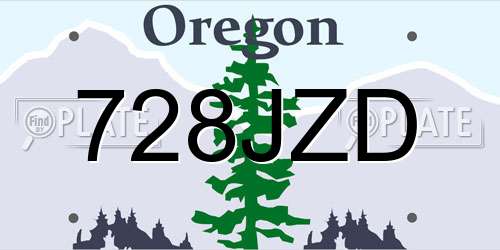 728JZD Oregon License Plate