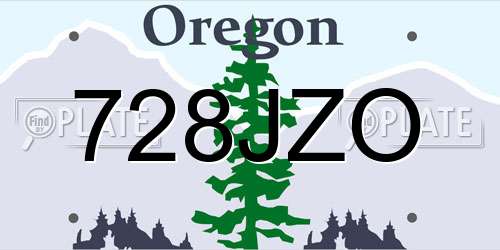 728JZO Oregon License Plate