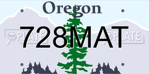728MAT Oregon License Plate